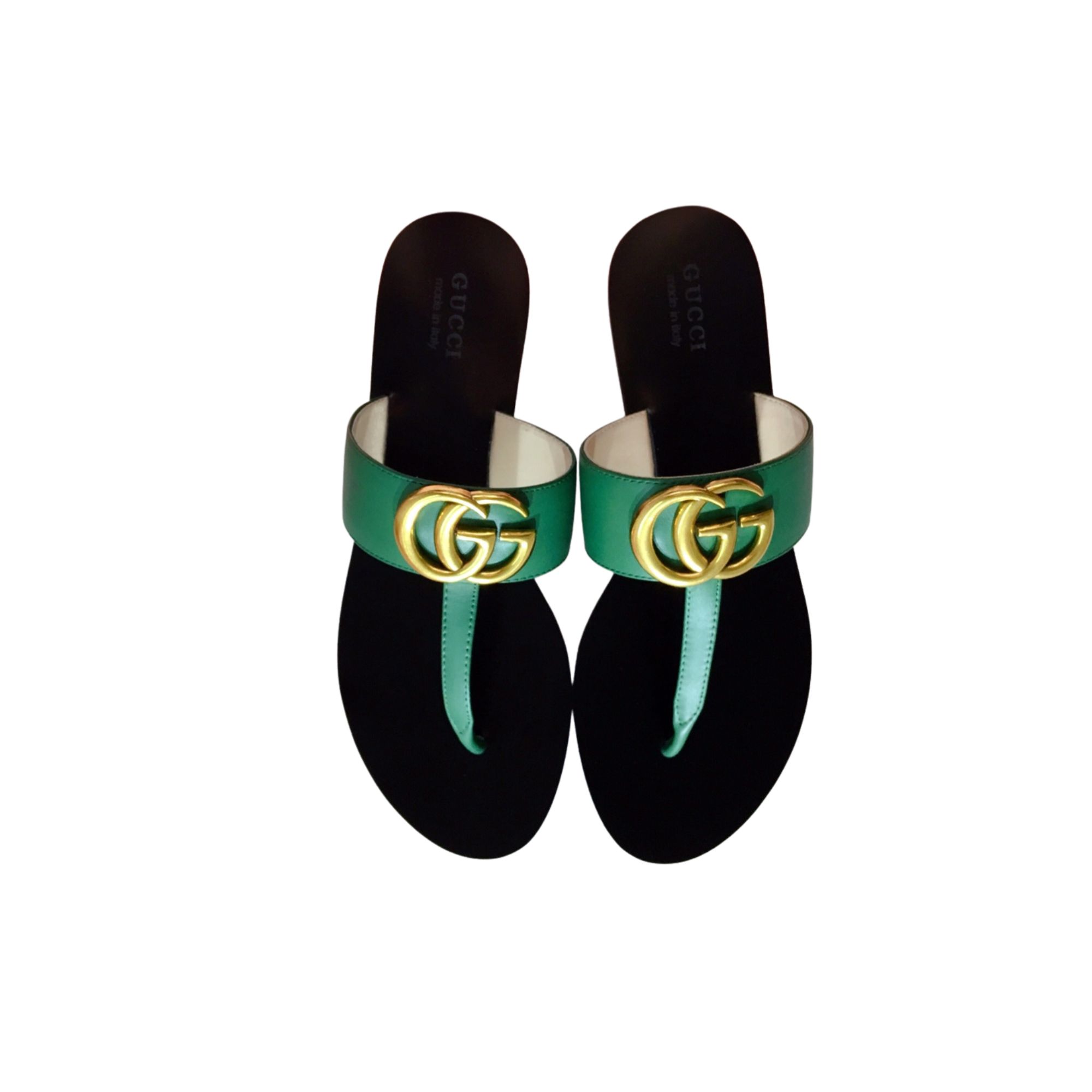 GUCCI MARMONT LEATHER SANDAL GREEN ‎612138