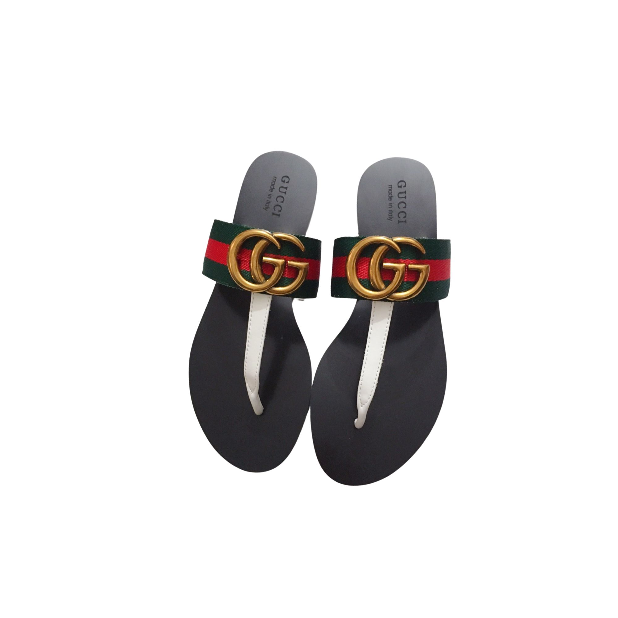 GUCCI MARMONT LEATHER SANDAL GREEN AND RED ‎612138