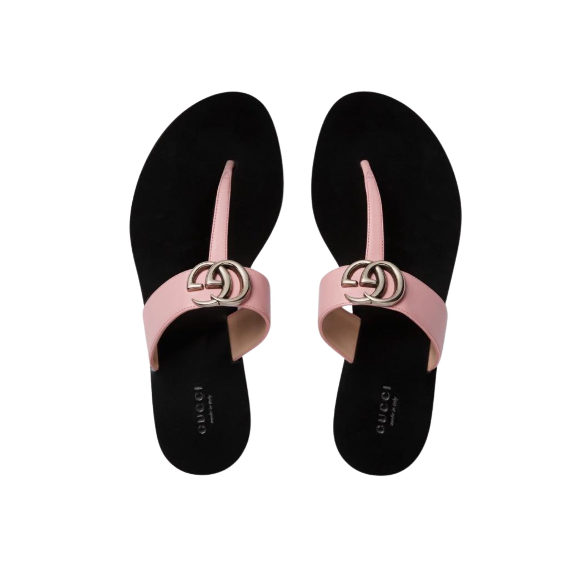 GUCCI LEATHER THONG SANDAL WITH DOUBLE G PINK 497444