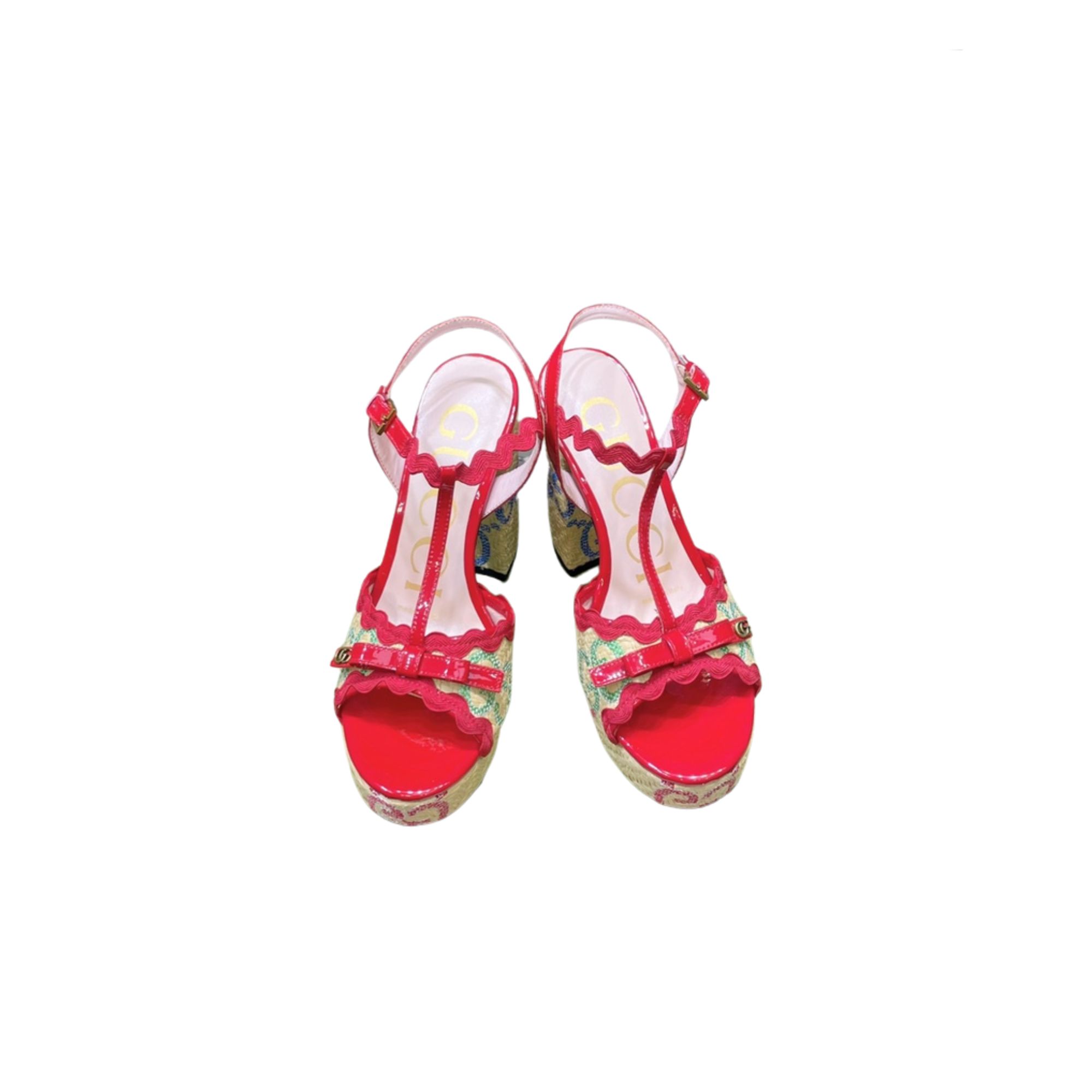GUCCI SUPREME PLATFORM SANDALS RED ‎730022