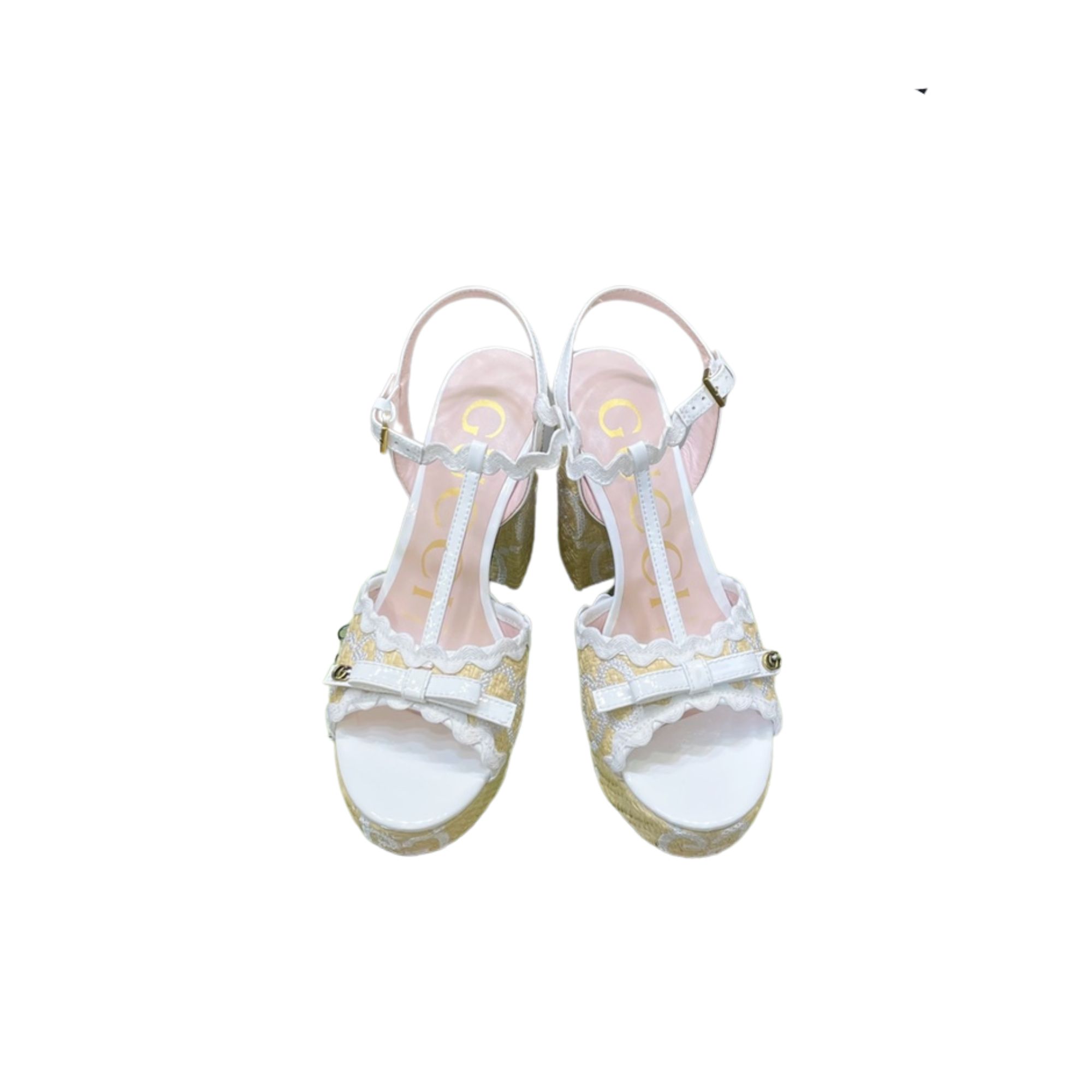 GUCCI SUPREME PLATFORM SANDALS WHITE ‎730022