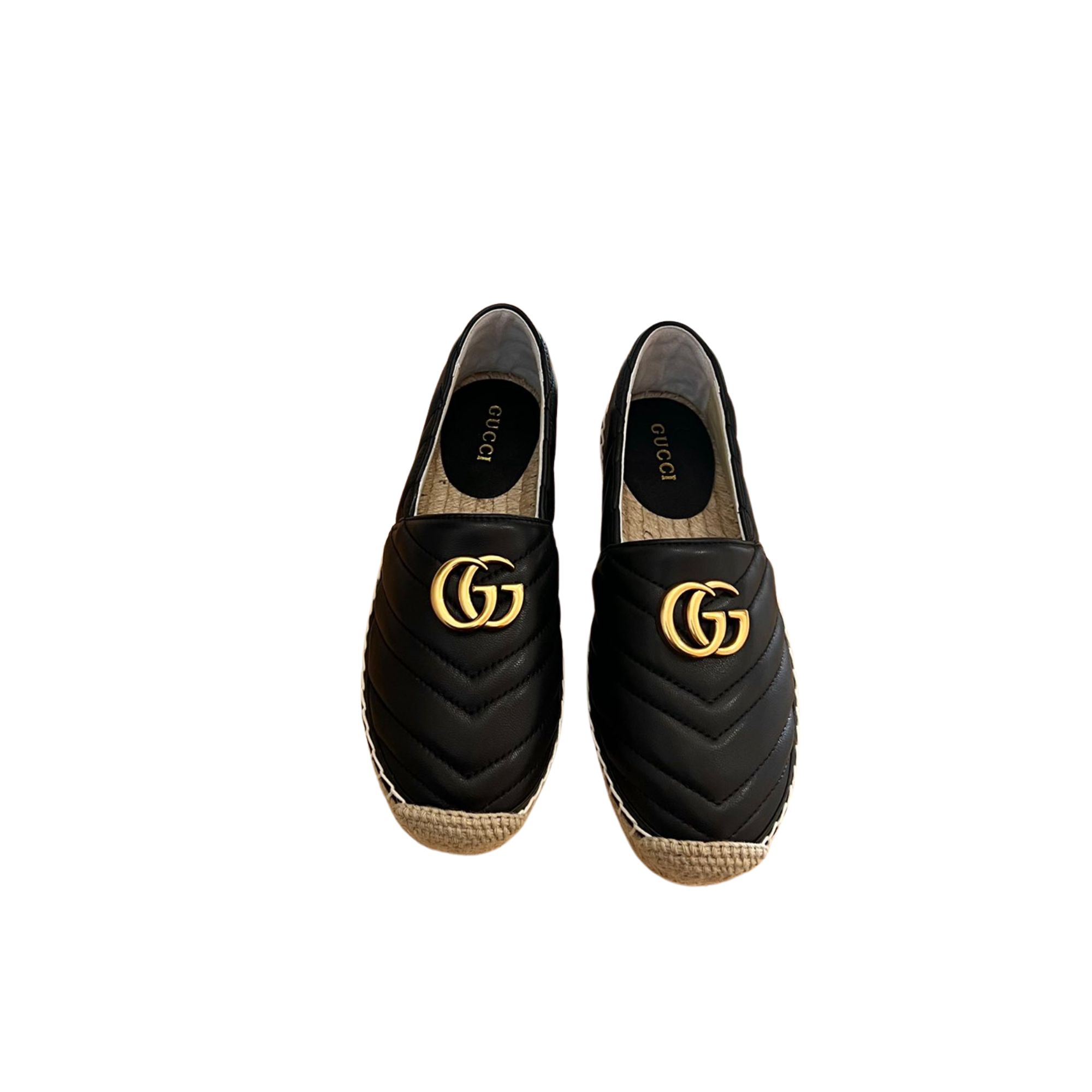 GUCCI LEATHER ESPADRILLE WITH DOUBLE G BLACK 551890