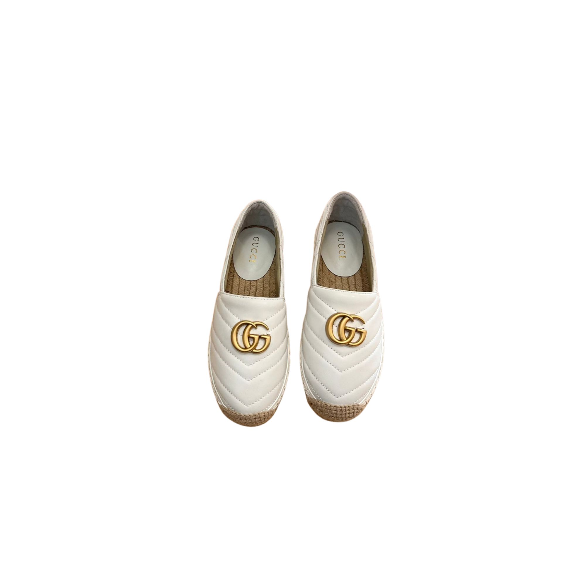 GUCCI LEATHER ESPADRILLE WITH DOUBLE G WHITE 551890