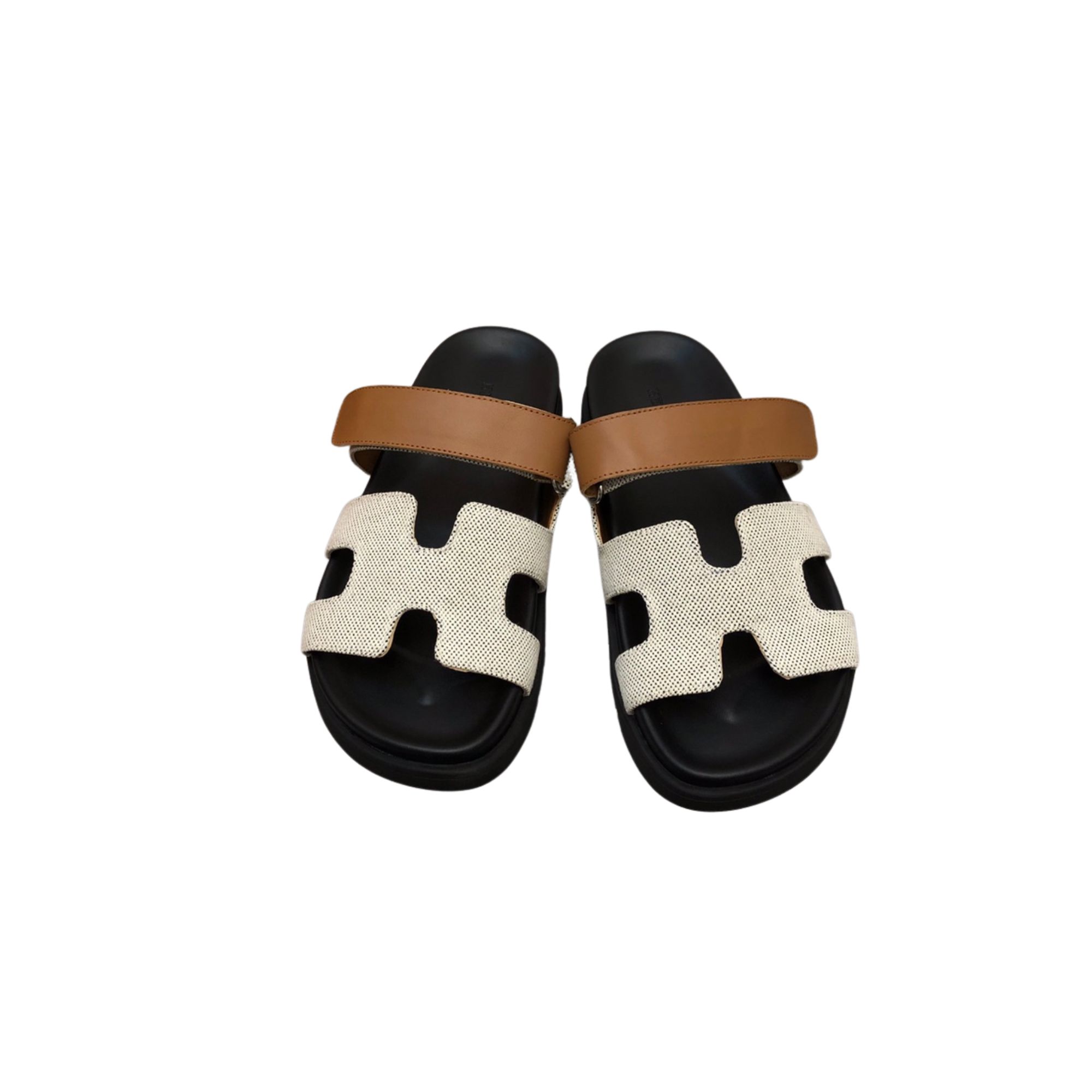 HERMES CHYPRE SANDAL BROWN AND BLACK H222153Z