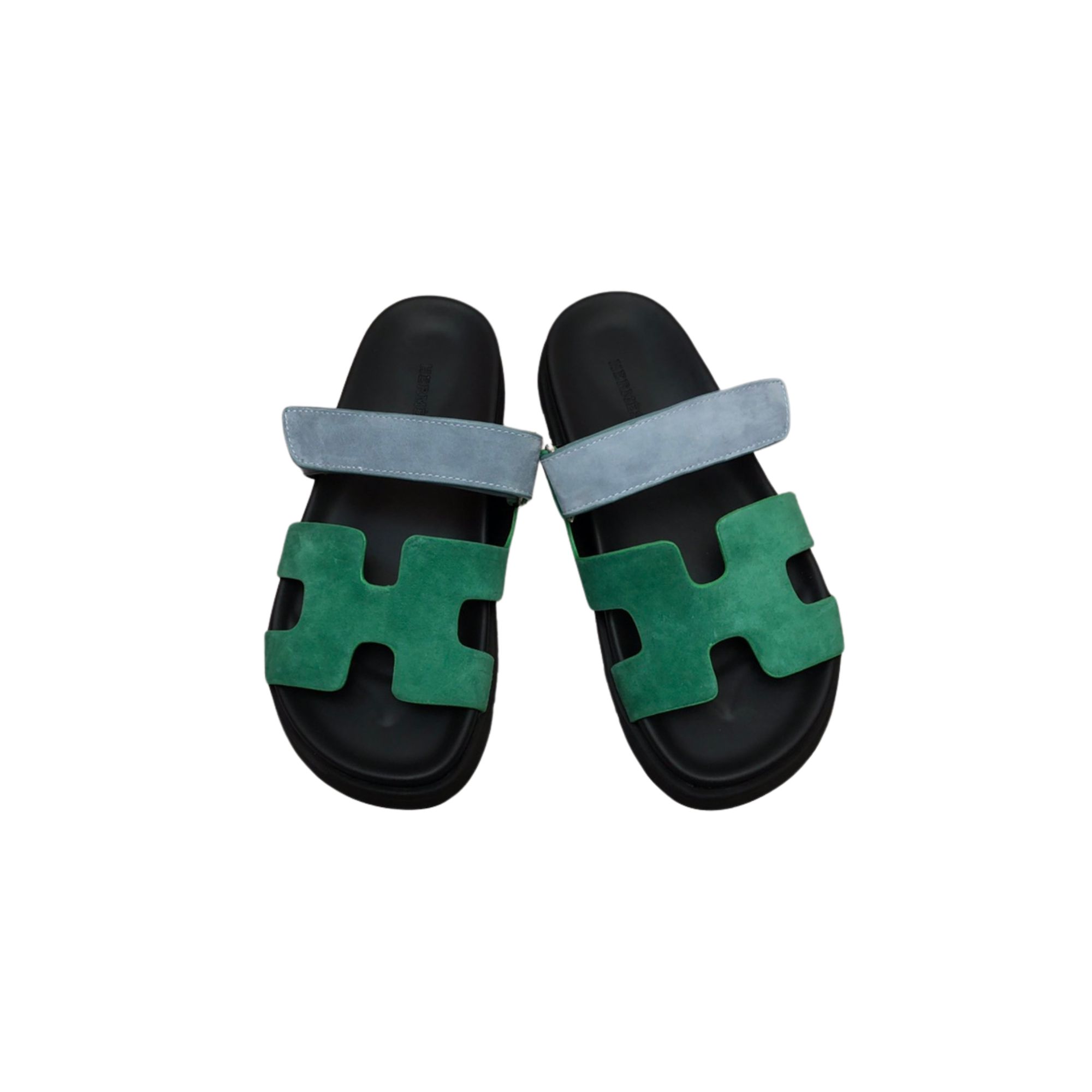 HERMES CHYPRE SANDAL GREEN AND BLACK H222153Z