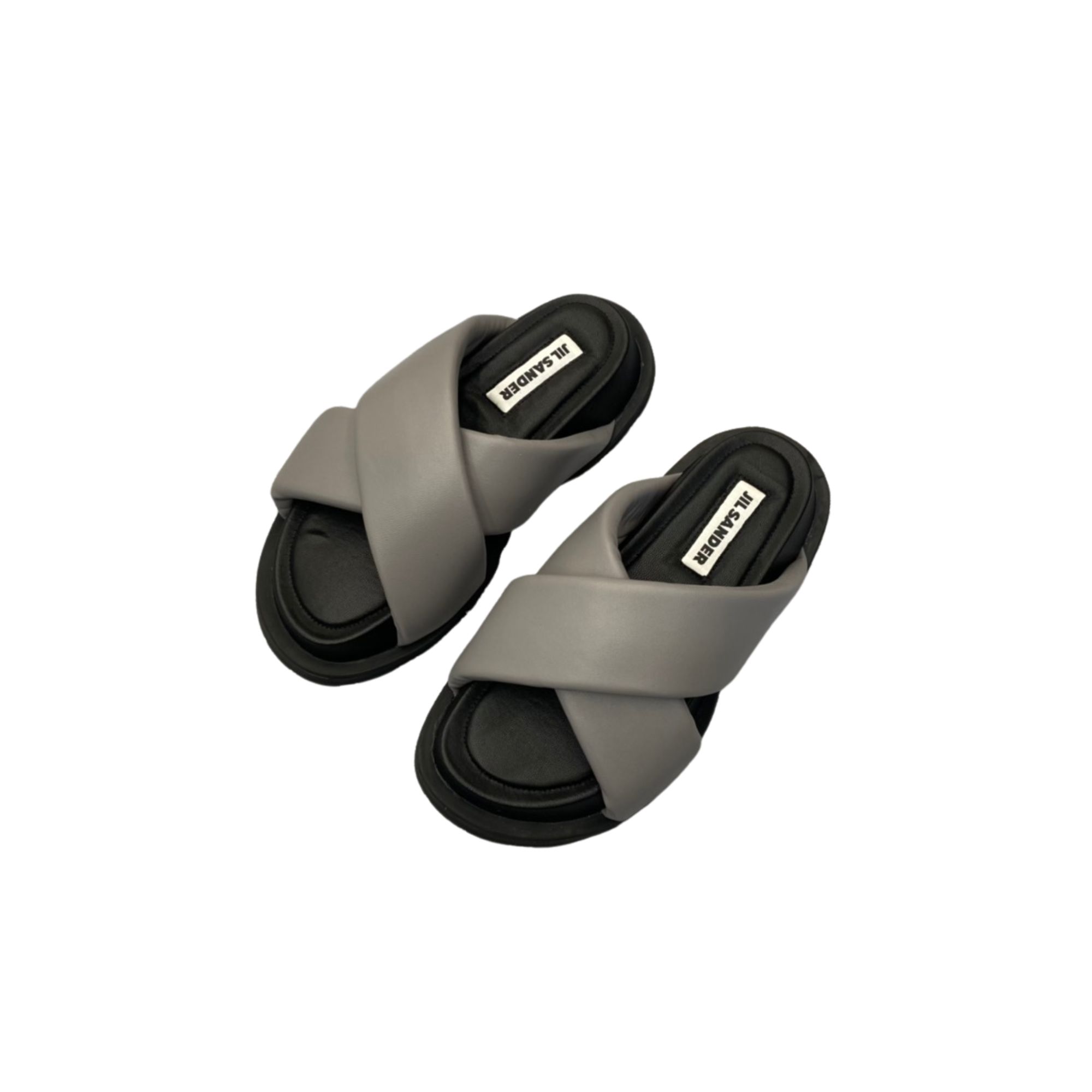 JIL SANDER PADDED SLIDES BLACK AND GREY J15WP0043