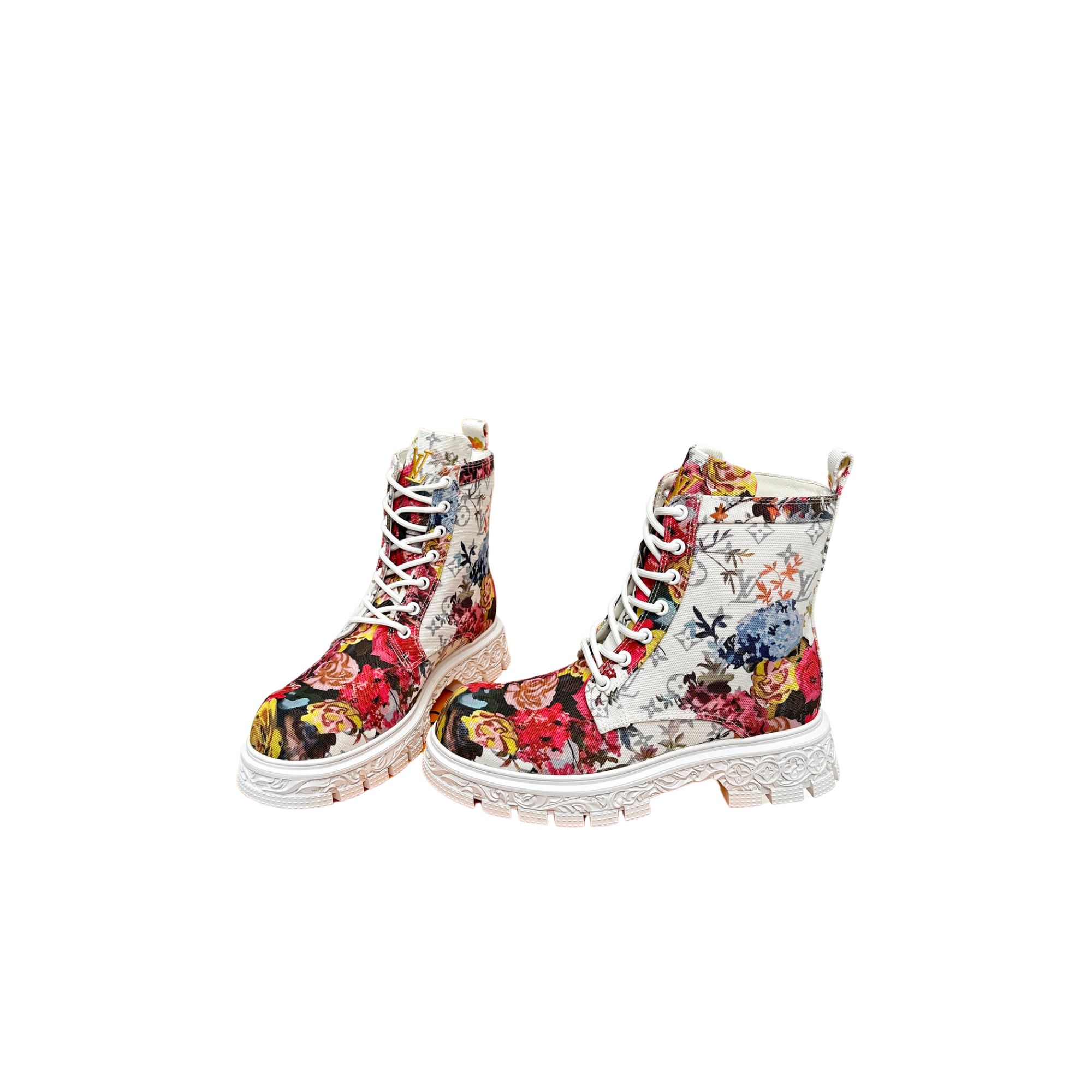 LOUIS VUITTON FLORAL ANKLE BOOTS MULTICOLOR 1A9HAC