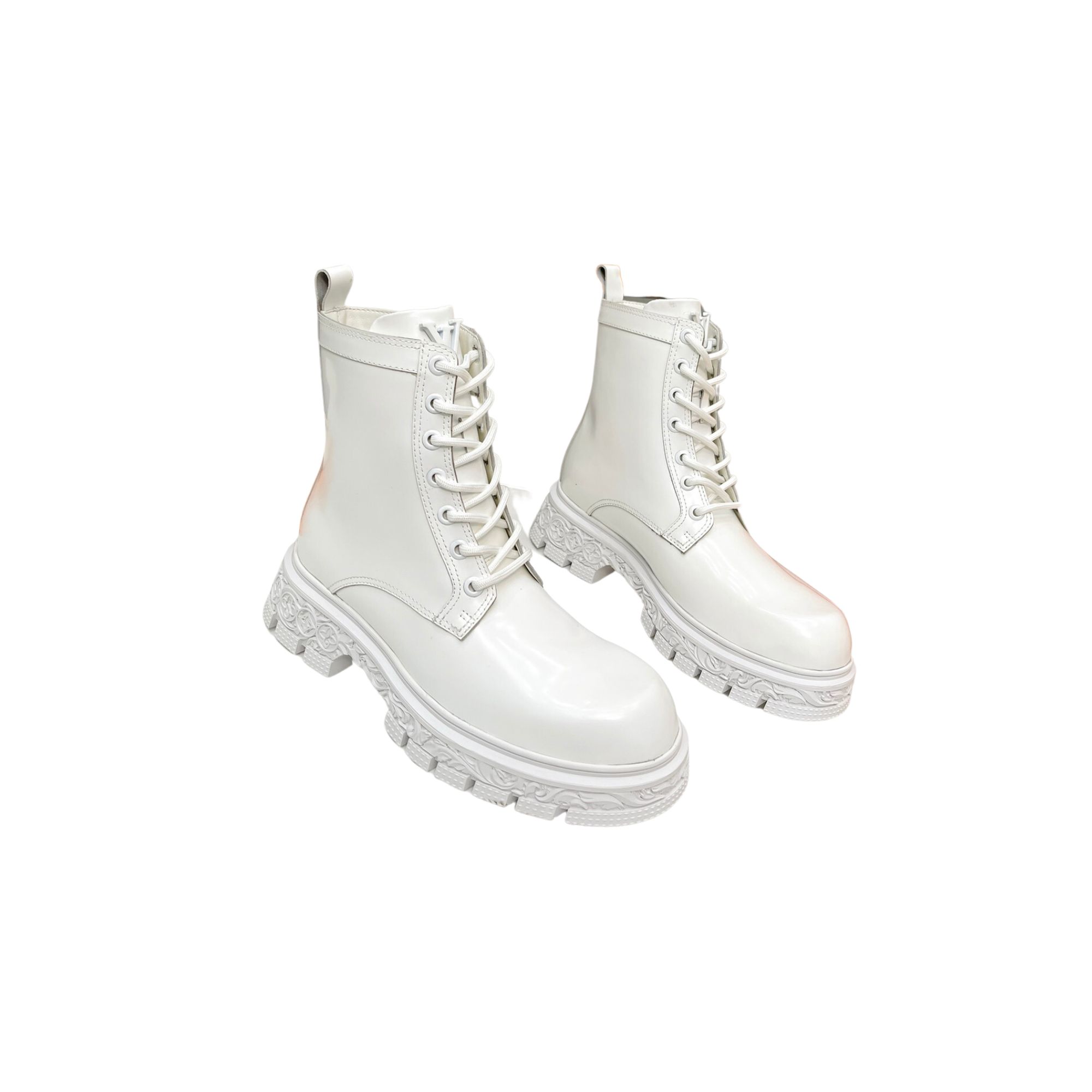 LOUIS VUITTON FLORAL ANKLE BOOTS WHITE 1A9HAC