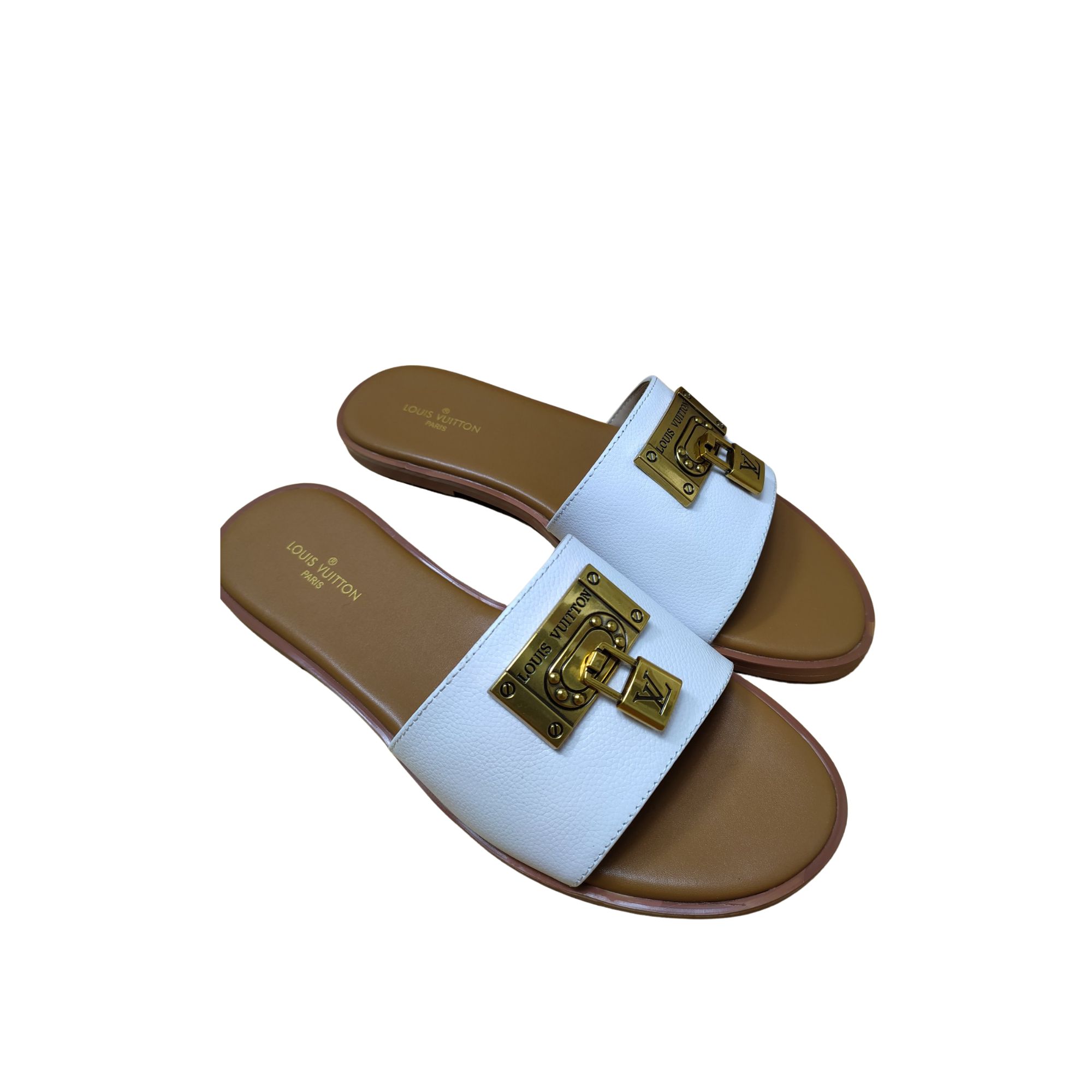 LOUIS VUITTON LOCK IT MULE WHITE AND BEIGE 1AAOVL