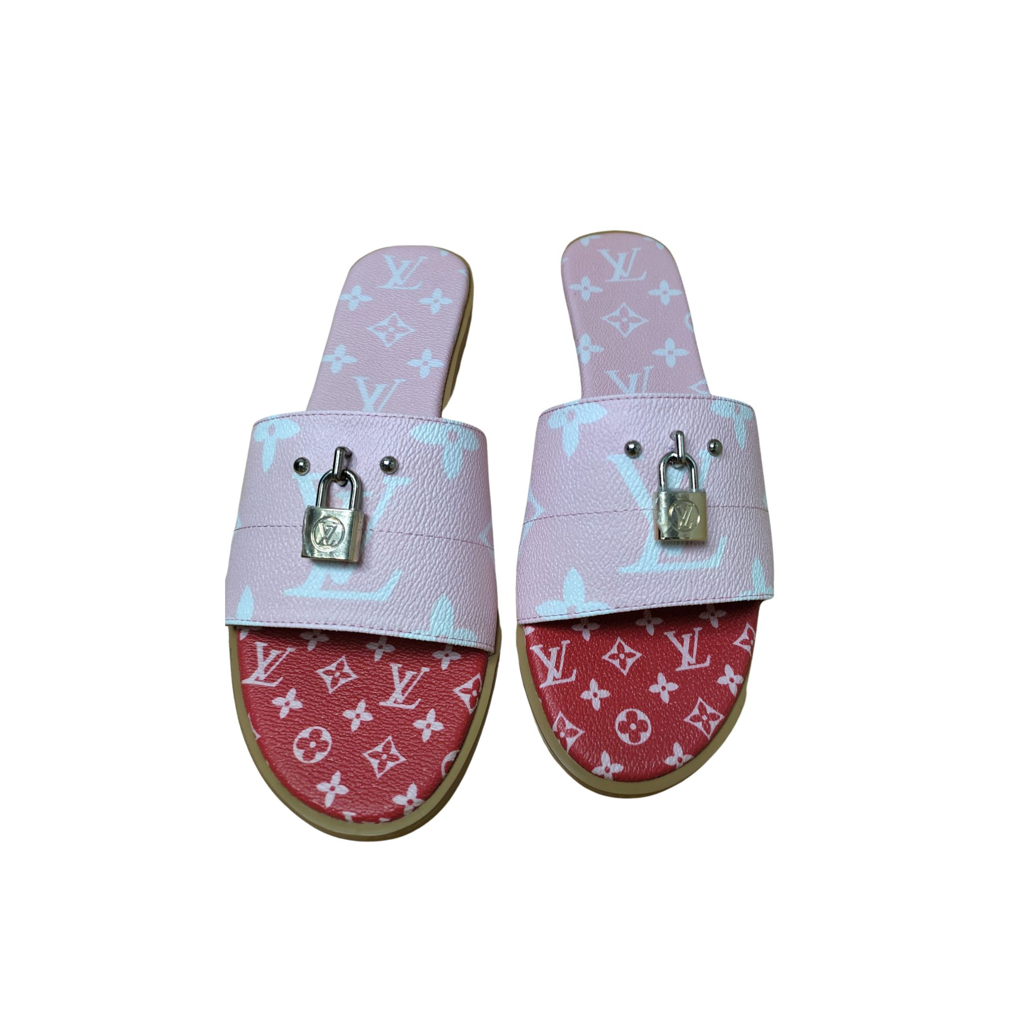 LOUIS VUITTON MULE PLATE LOCK IT WHITE AND PINK 1A64MN