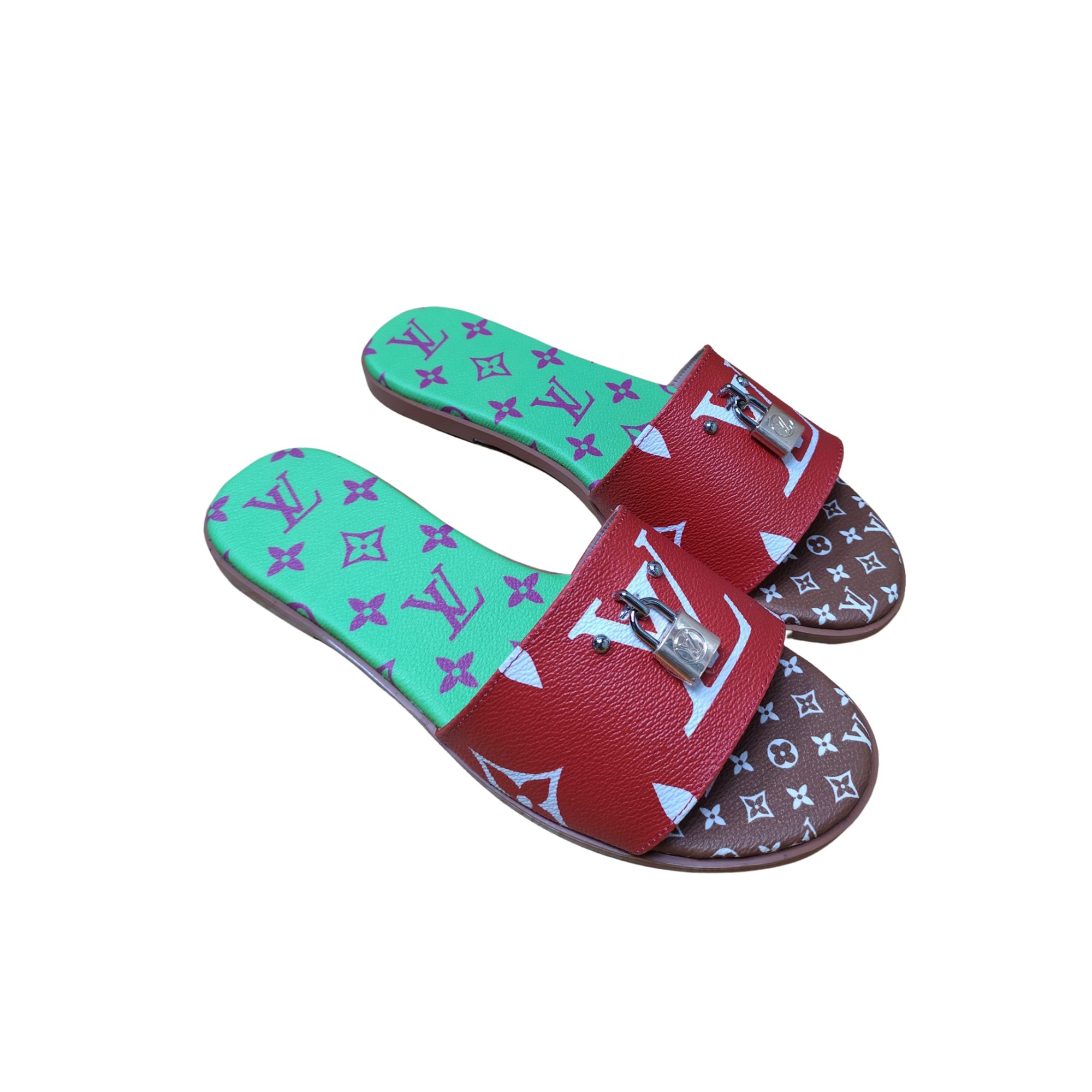 LOUIS VUITTON MULE PLATE LOCK IT RED AND GREEN 1A64MN