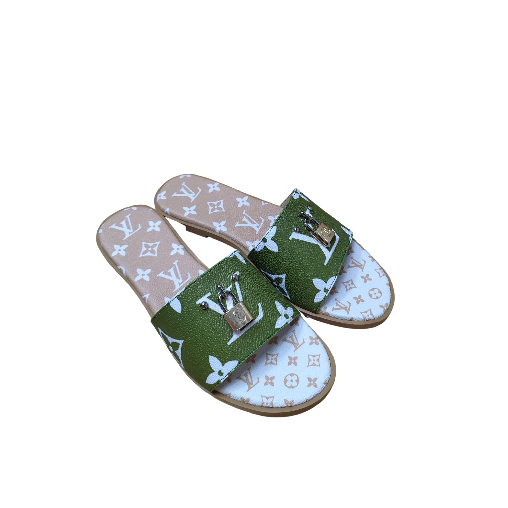 LOUIS VUITTON MULE PLATE LOCK IT WHITE AND GREEN 1A64MN