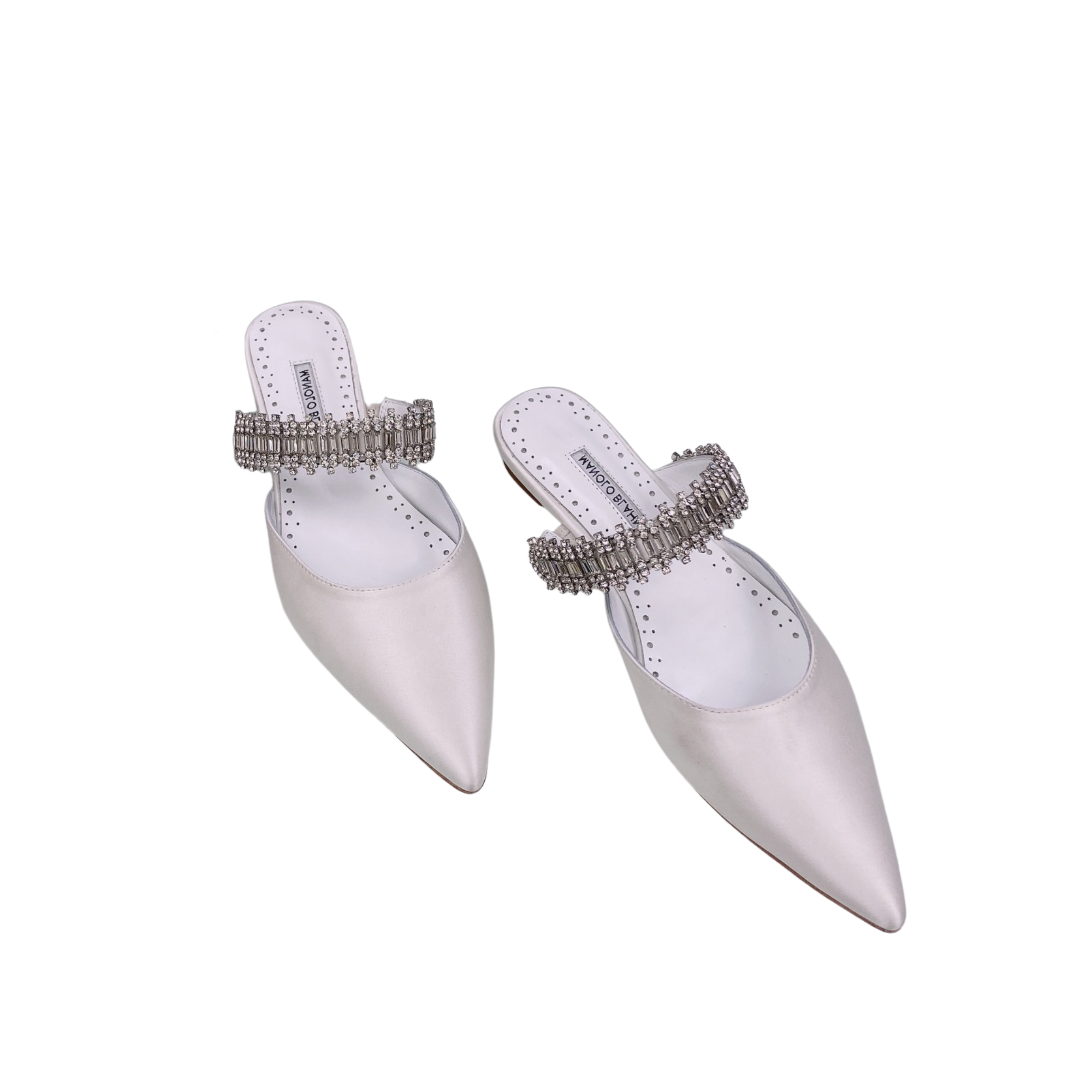 MANOLO BLAHNIK LUTARAFLAT WHITE 421-1156-0009