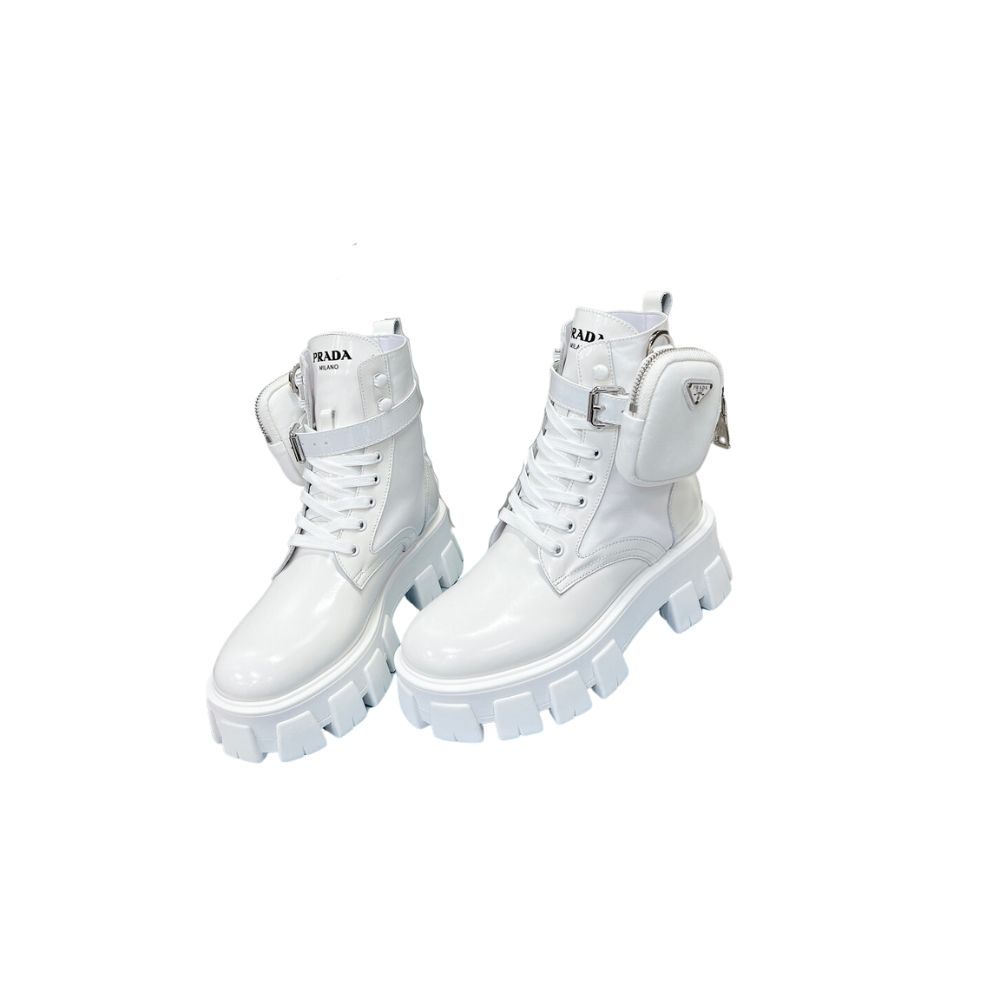 PRADA MONOLITH BOOTS WITH POUCH WHITE 1T255M