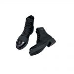 PRADA LOGO PLAQUE ANKLE BOOTS BLACK 1T782M