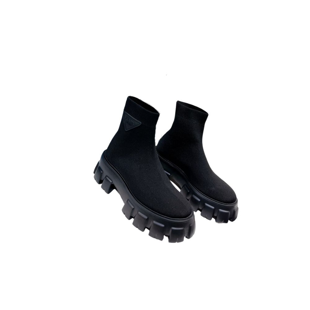 PRADA MONOLITH KNIT BOOTIES BLACK 1T115N