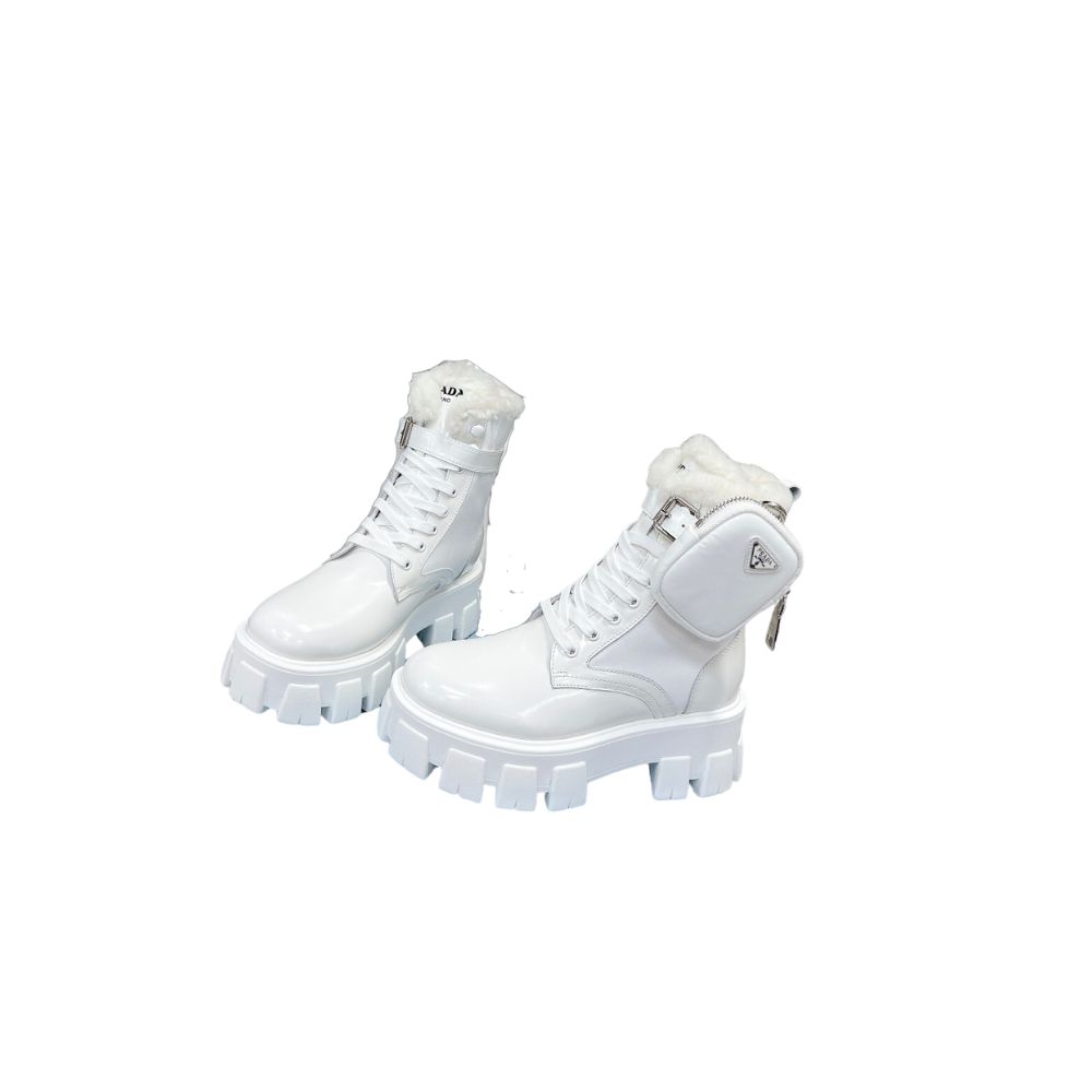 PRADA MONOLITH BOOTS WITH POUCH WHITE 1T255M