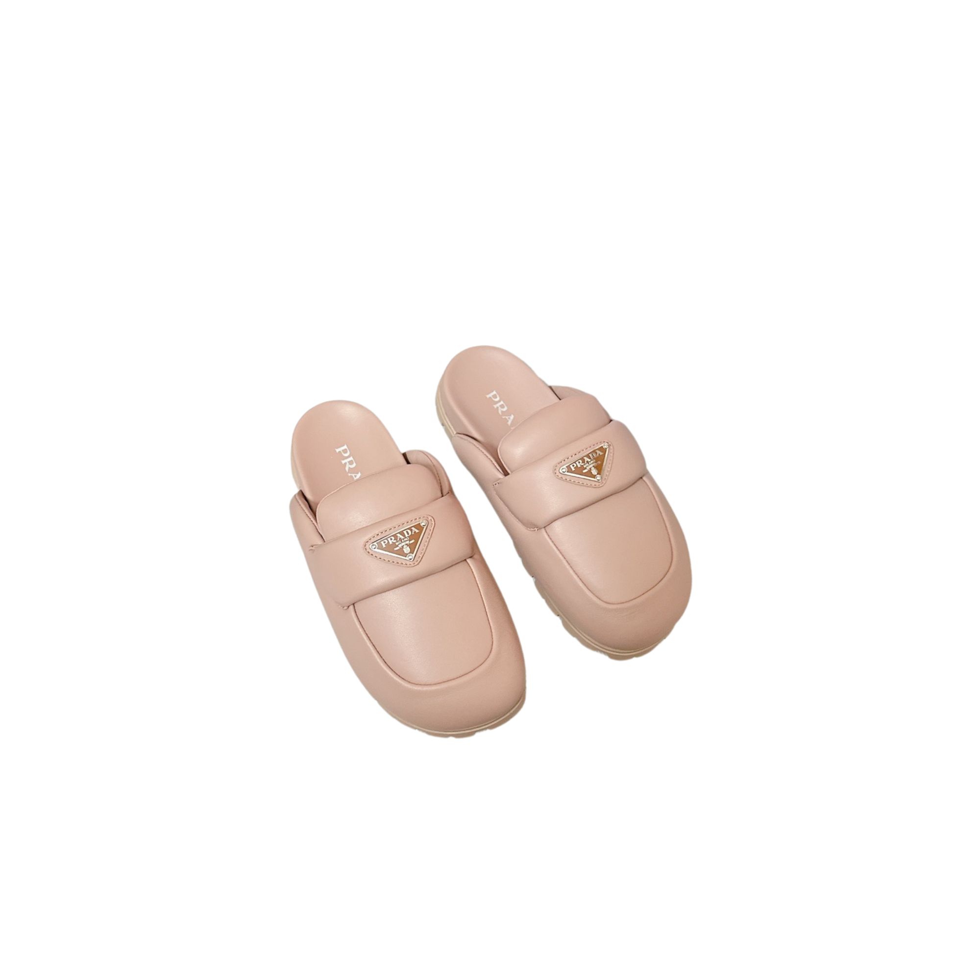 PRADA SOFT PADDED SABOTS LIGHT PINK 1D109N