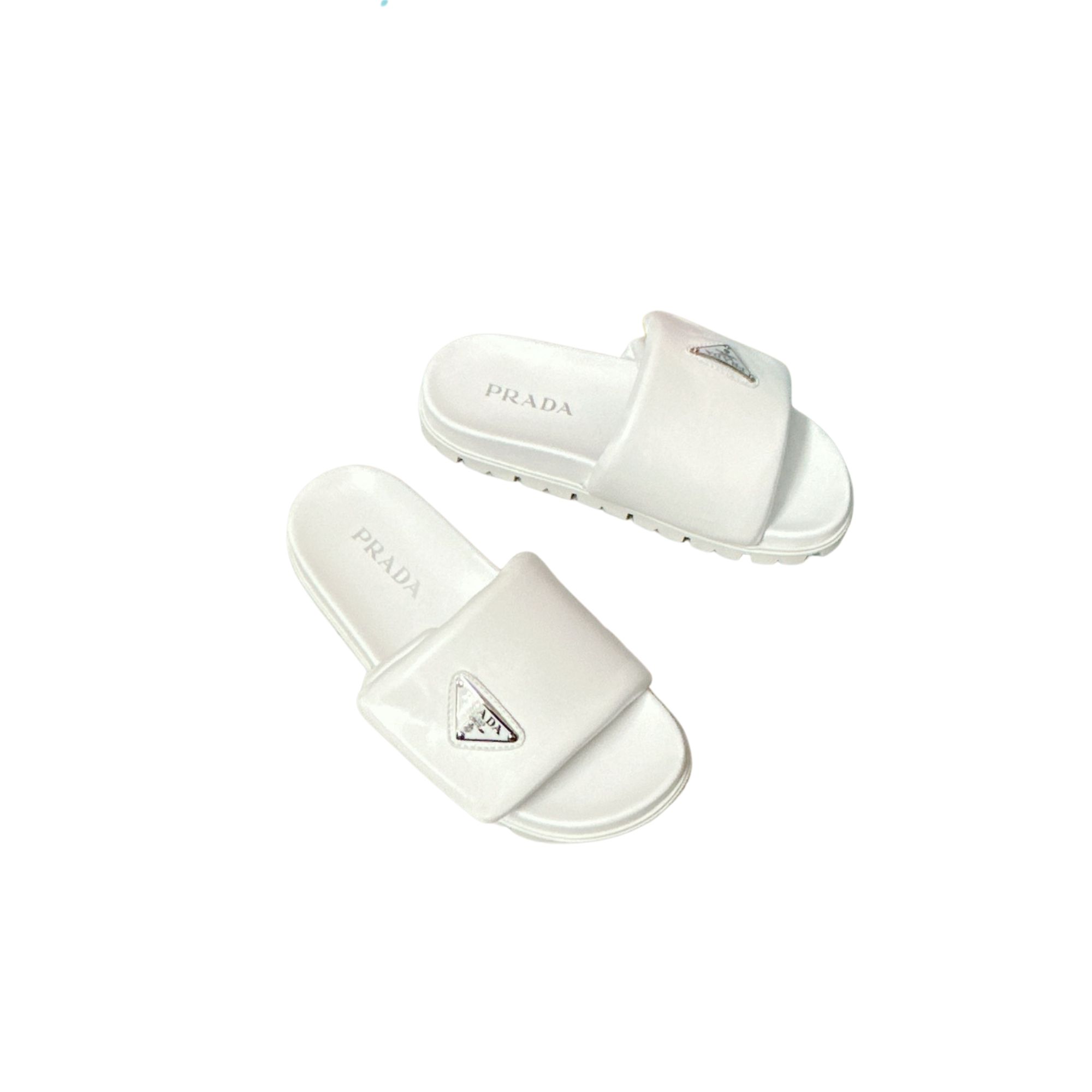 PRADA SOFT PADDED SLIDES WHITE 1XX648