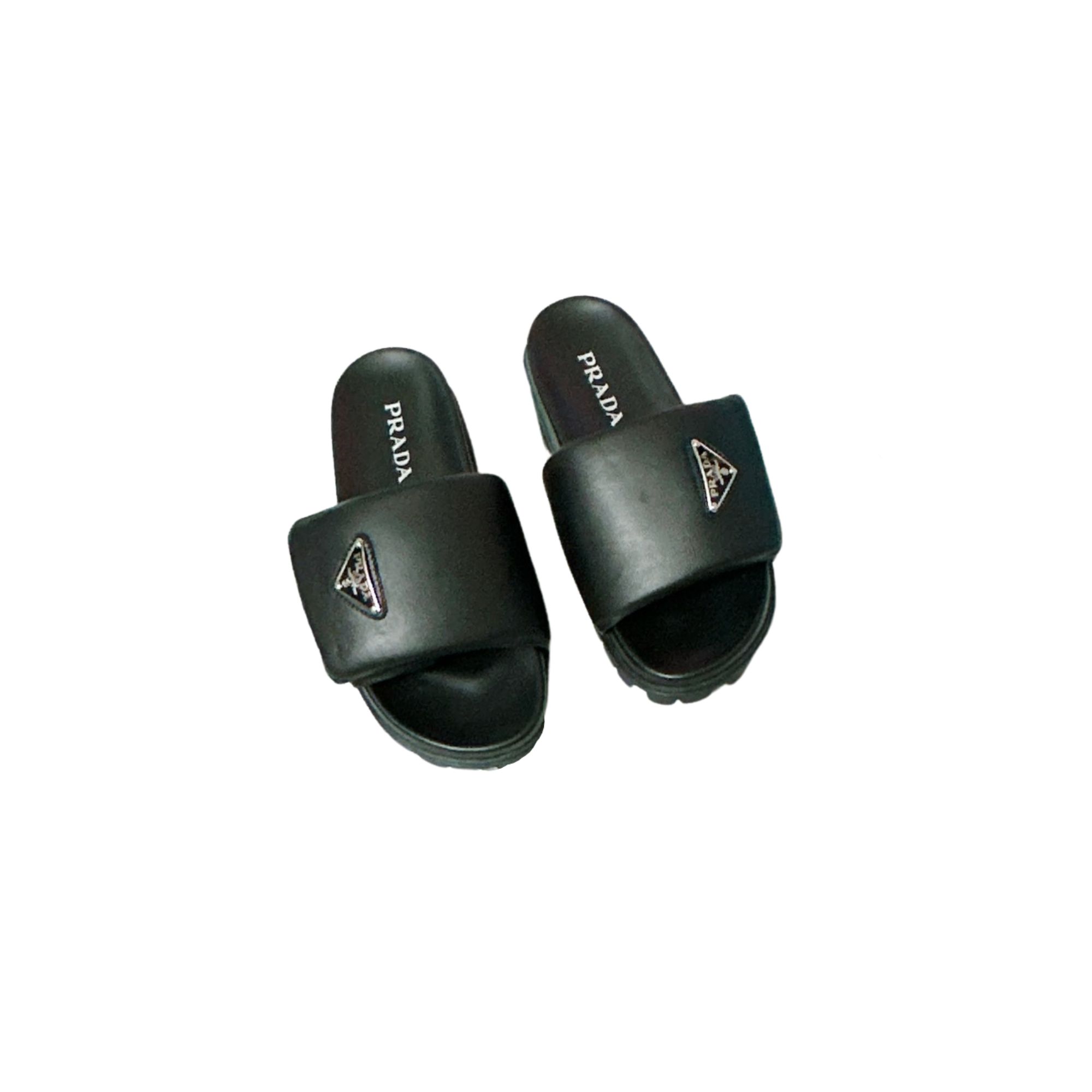 PRADA SOFT PADDED SLIDES BLACK 1XX648