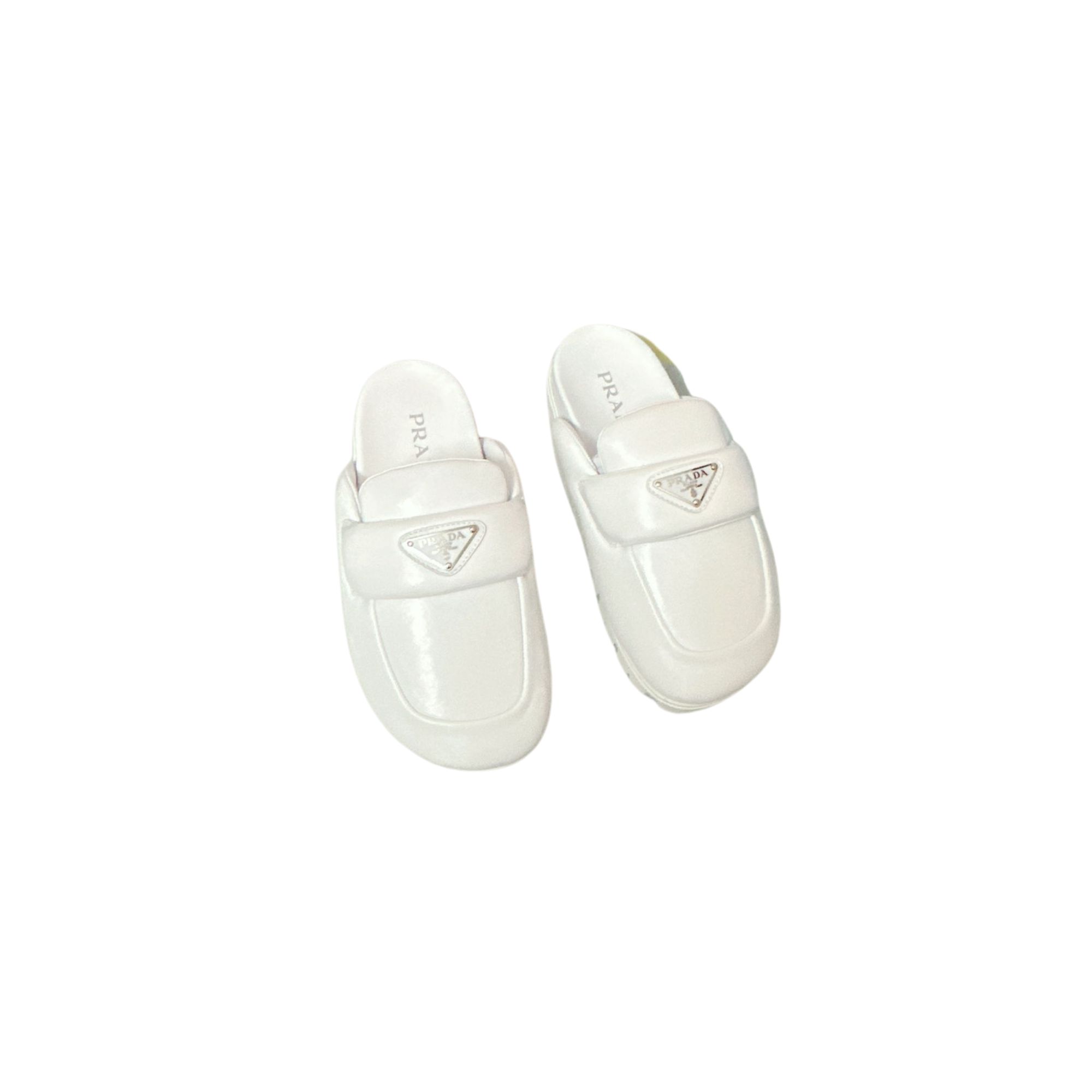 PRADA SOFT PADDED SABOTS WHITE 1D109N