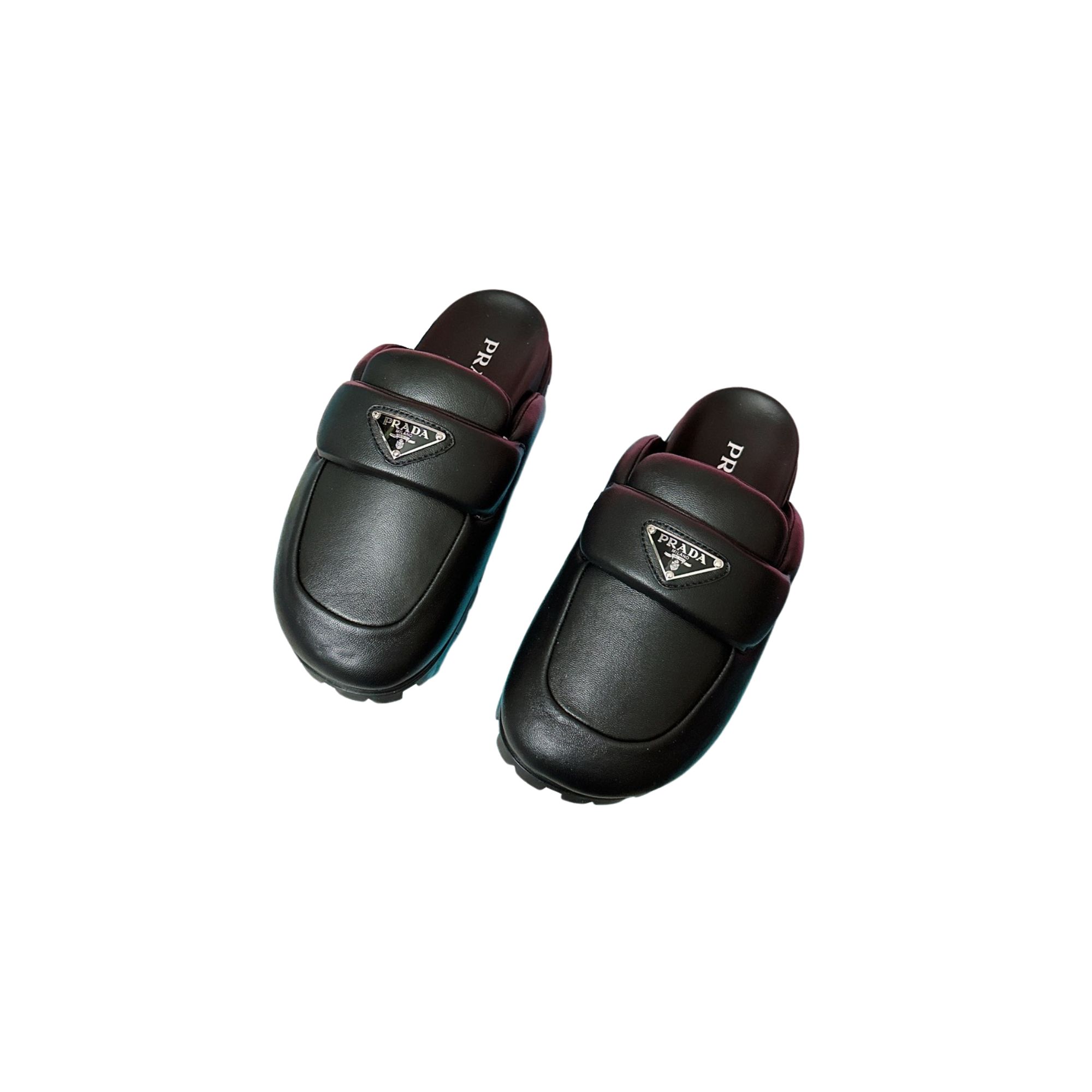 PRADA SOFT PADDED SABOTS BLACK 1D109N