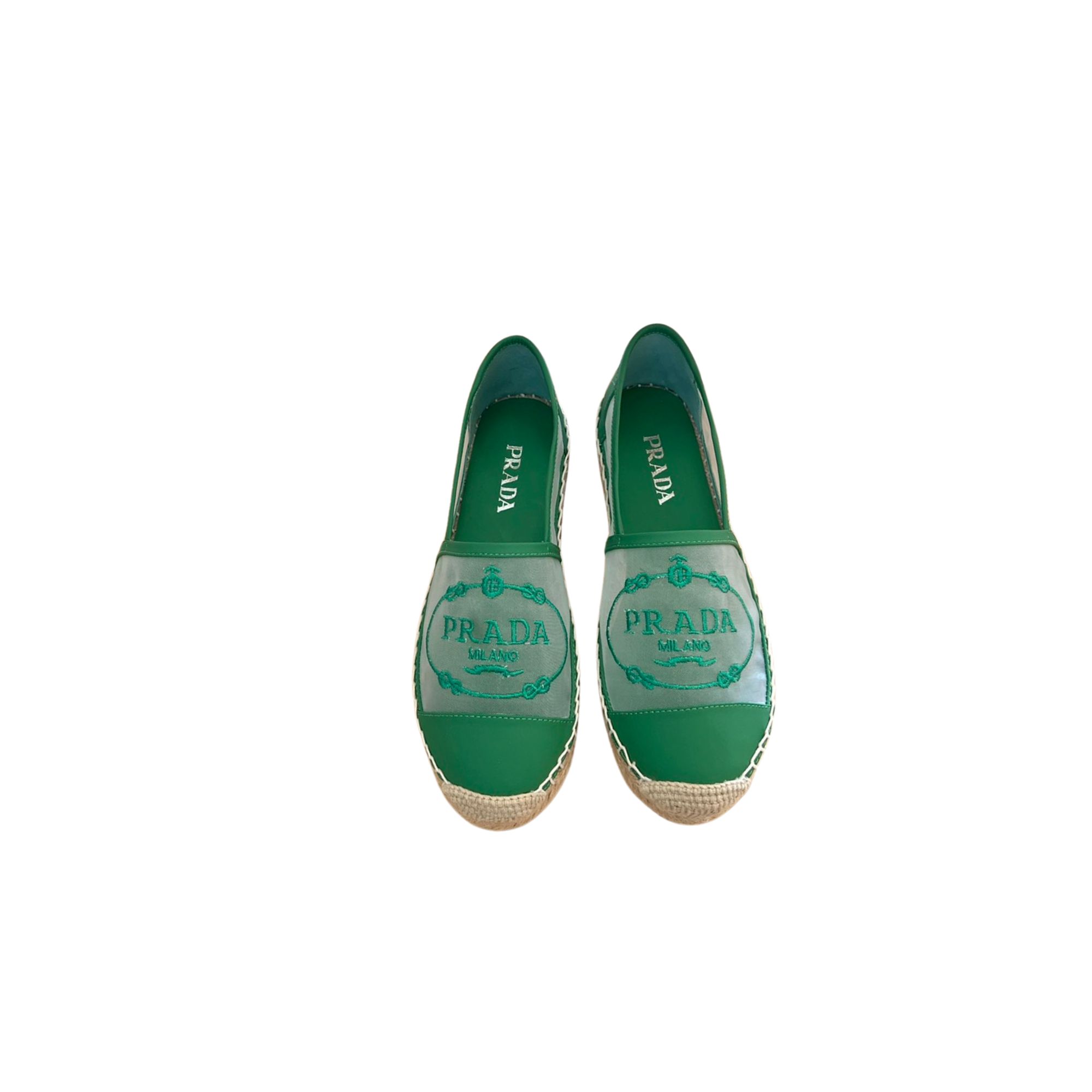 PRADA LINEN ESPADRILLES GREEN 1S841M