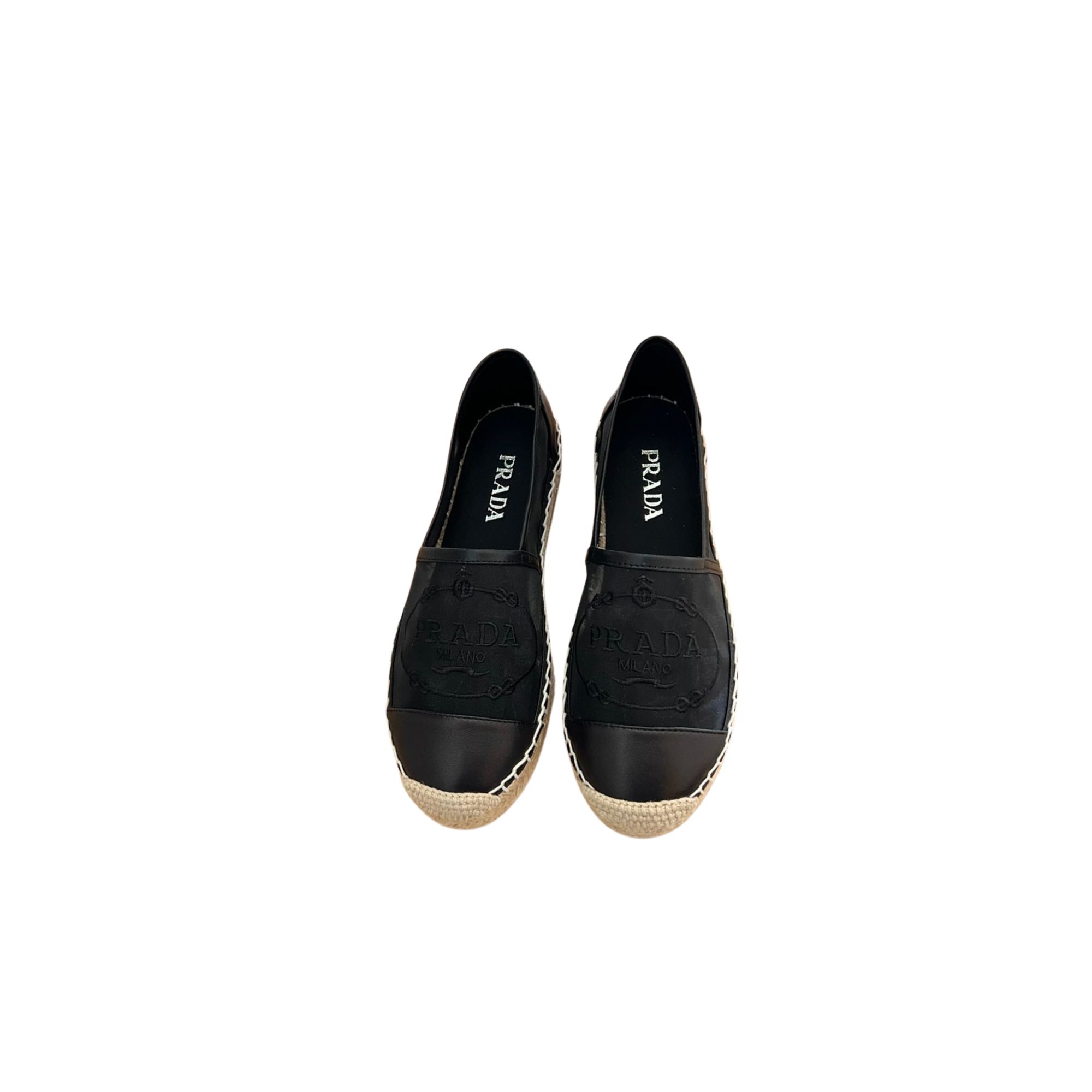 PRADA LINEN ESPADRILLES BLACK 1S841M