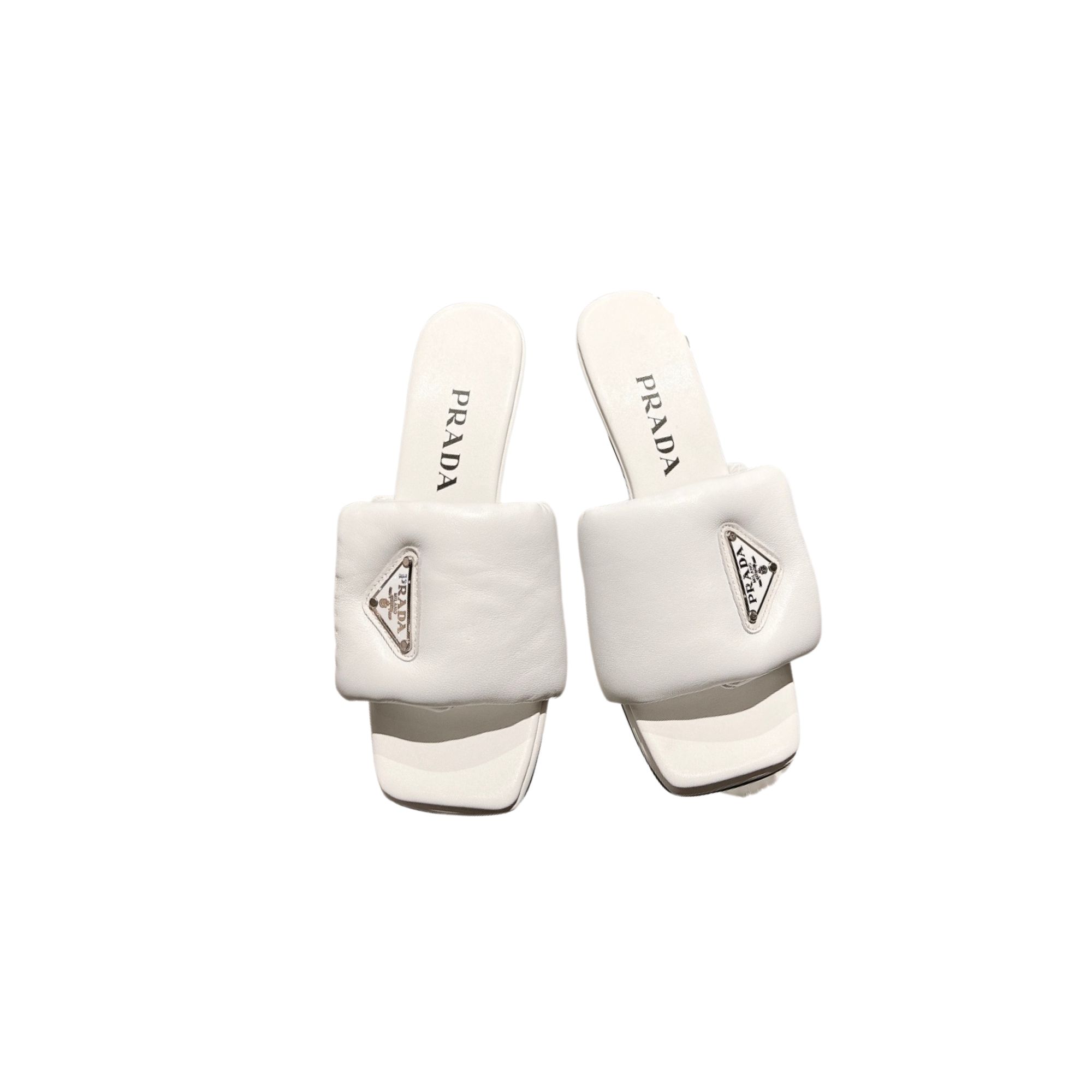 PRADA SOFT NAPPA LEATHER MULES WHITE 1XX590