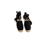 PRADA LINEN ESPADRILLE SANDALS BLACK 1IZ045