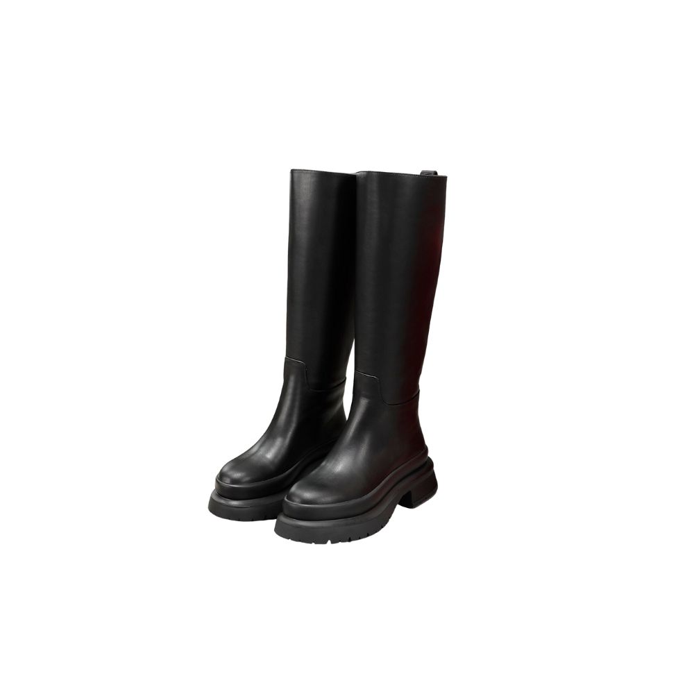 VALENTINO ROMAN STUD KNEE HIGH BOOTS BLACK WS0ER5ZWM