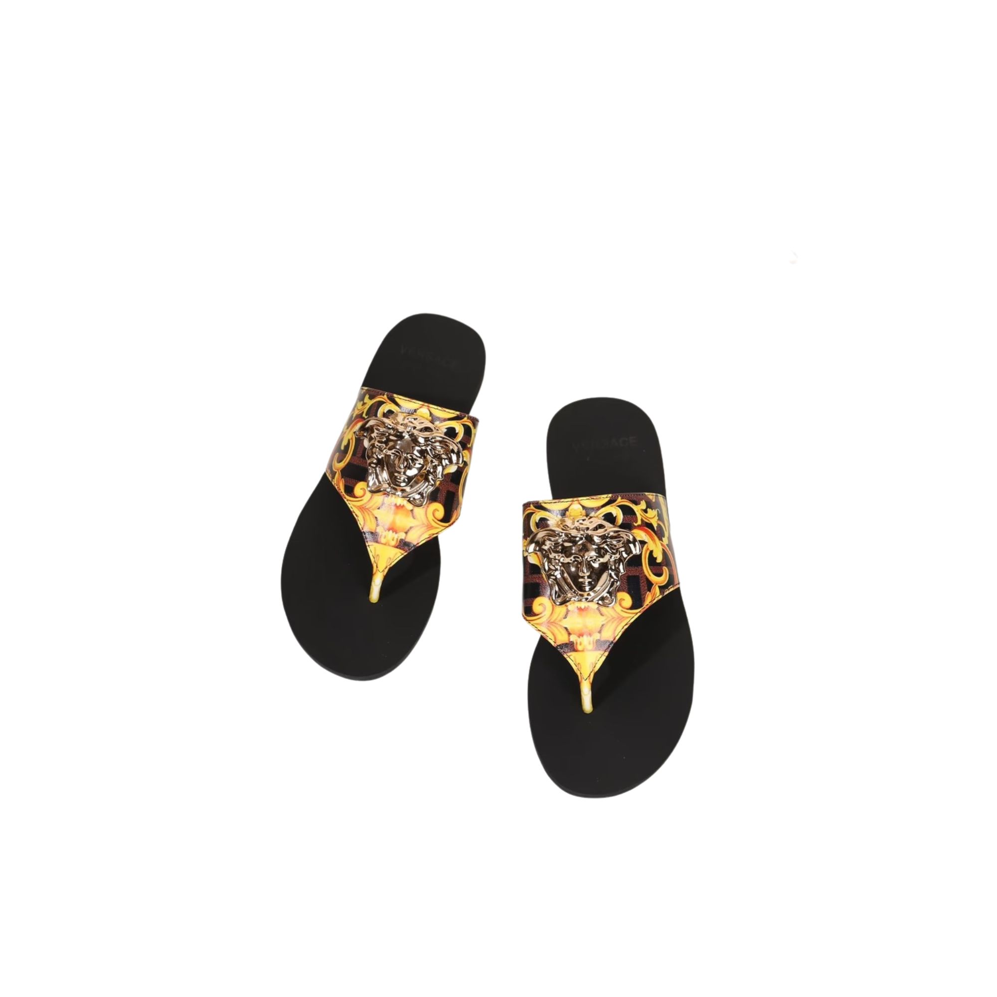 VERSACE FLAT SANDALS BROWN & YELLOW DSR257C