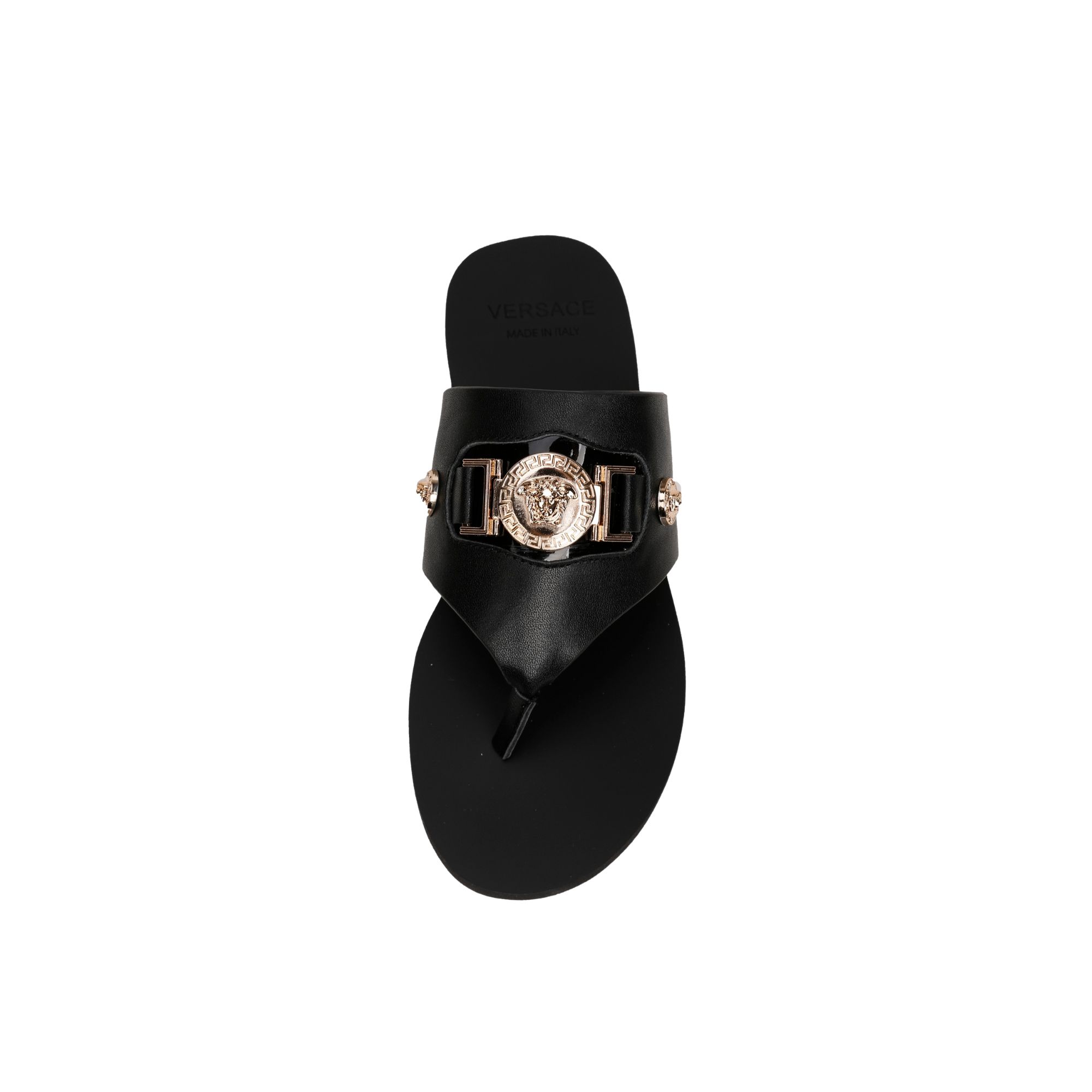 VERSACE FLAT SANDALS BLACK 375120