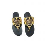 VERSACE FLAT SANDALS BLACK & YELLOW DSR257C