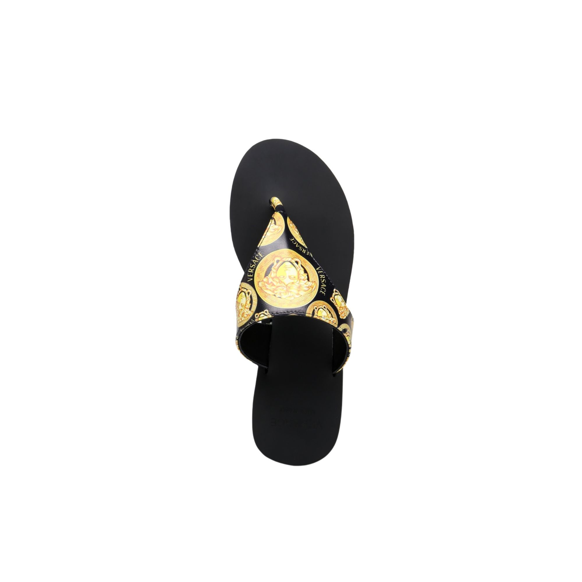 VERSACE FLAT SANDALS BLACK & YELLOW DSR257C
