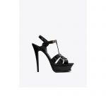 YVES SAINT LAURENT TRIBUTE PLATFORM SANDALS BLACK 315487AAA