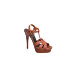 YVES SAINT LAURENT TRIBUTE SANDALS IN CROCODILE-EMBOSSED LEATHER TOFEE 6206731YQ