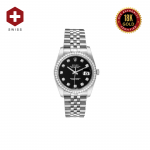 18K WHITE GOLD SWISS ROLEX DATEJUST 31 BLACK DIAMOND DIAL 179384