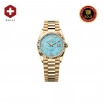 18K WHITE GOLD SWISS ROLEX DAY-DATE 36 YELLOW GOLD BLUE ROMAN DIAMOND DIAL 118238