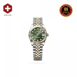 18K GOLD SWISS ROLEX DATEJUST 31 OLIVE GREEN DIAMOND DIAL 278273