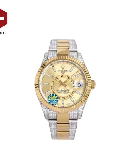 SWISS ROLEX SKY-DWELLER FLUTED BEZEL GOLD 326933