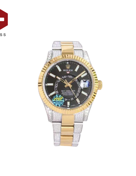 SWISS ROLEX SKY-DWELLER FLUTED BEZEL BLACK 326933