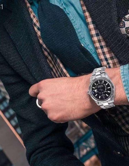 SWISS ROLEX SKY-DWELLER FLUTED BEZEL BLACK 326933