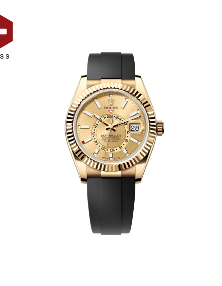 SWISS ROLEX SKY-DWELLER FLUTED BEZEL CHAMPAGNE 336238