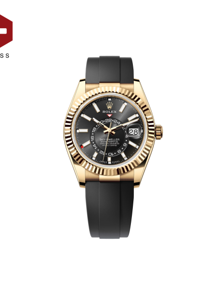 SWISS ROLEX SKY-DWELLER FLUTED BEZEL BLACK 336238