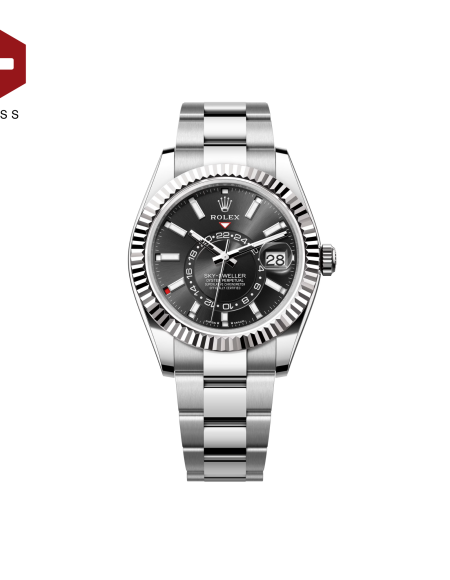 SWISS ROLEX SKY-DWELLER FLUTED BEZEL BLACK 336934