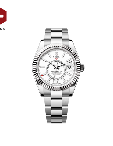 SWISS ROLEX SKY-DWELLER FLUTED BEZEL WHITE 336934