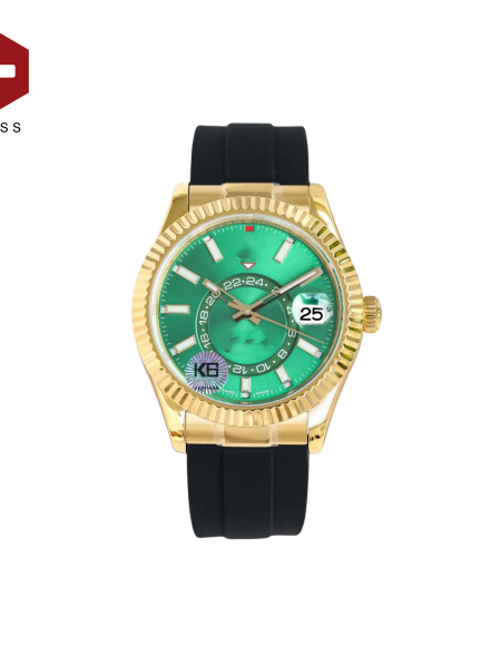 SWISS ROLEX SKY-DWELLER FLUTED BEZEL GREEN 336238