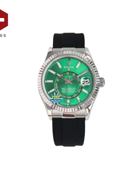SWISS ROLEX SKY-DWELLER FLUTED BEZEL GREEN 336238