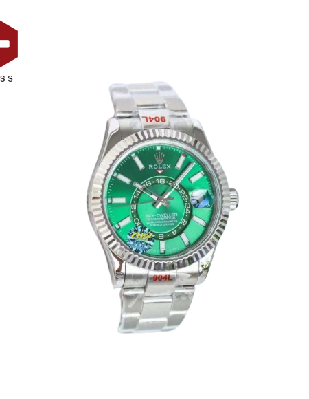 SWISS ROLEX SKY-DWELLER FLUTED BEZEL GREEN 336934